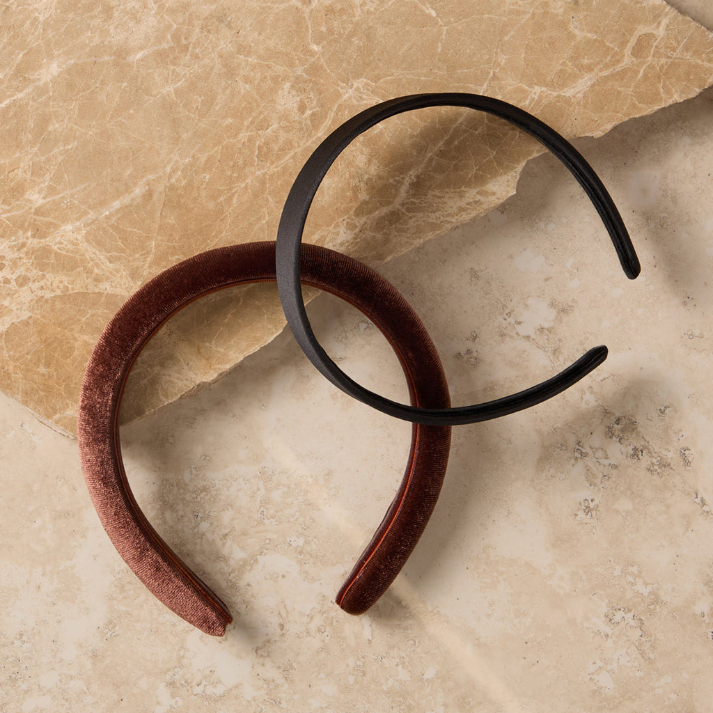 Black & Chocolate Satin & Velvet Headbands