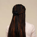 Black Rosette Ruched Satin Scrunchies