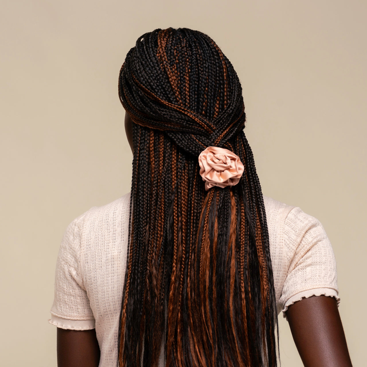 Terracotta Rosette Ruched Satin Scrunchies