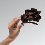 Satin Rosette Medium Flat Cloud Clip - Chocolate