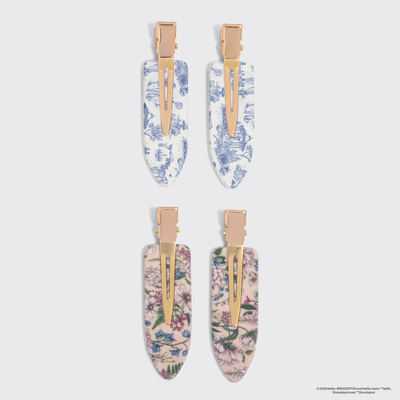 Bridgerton x Kitsch Creaseless Clips in Toile in Bloom