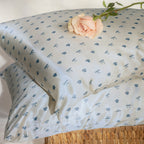 Satin Pillowcase in Pearlized Cream & Coastal Blue Print 2 Pack