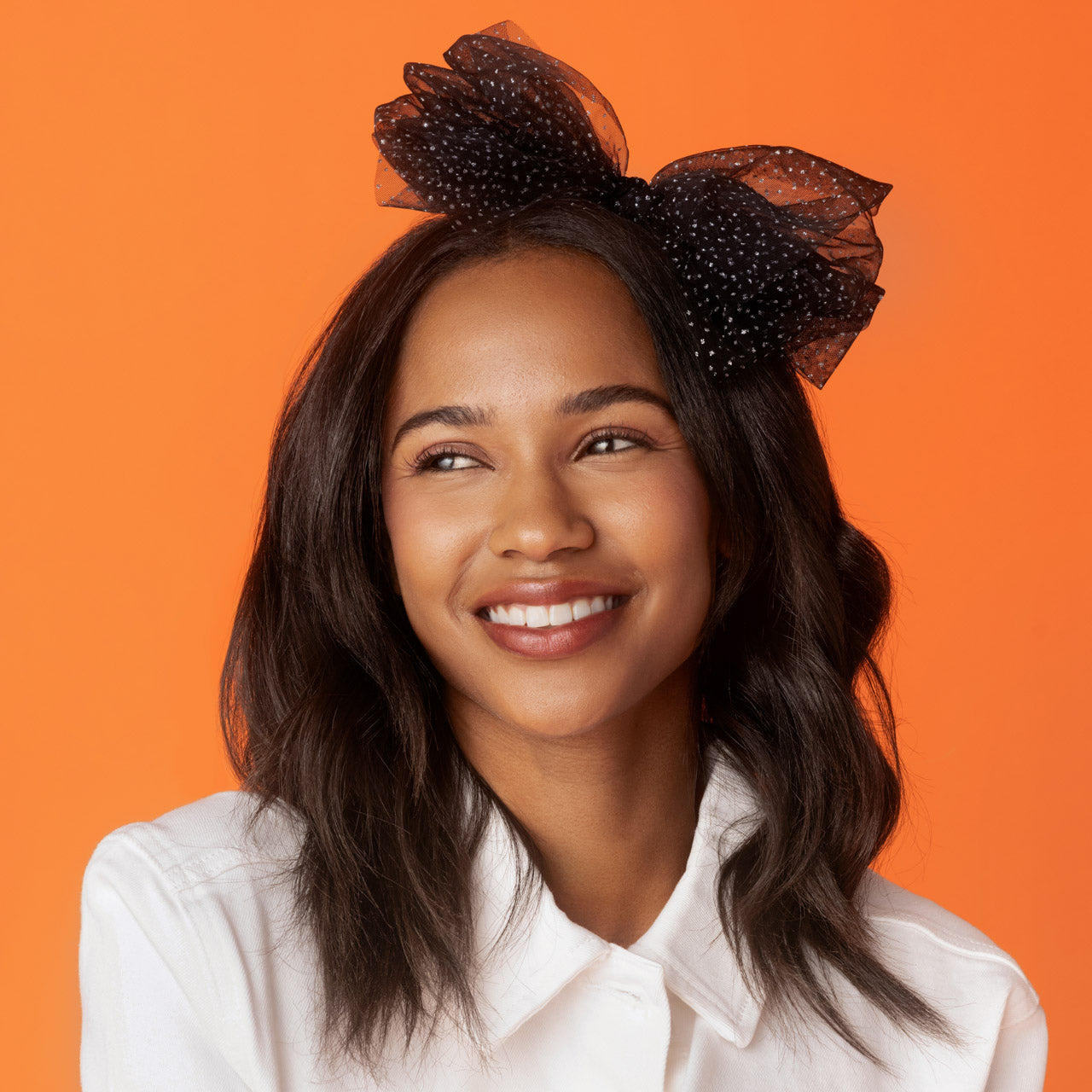 Black Glitter Tulle Headband