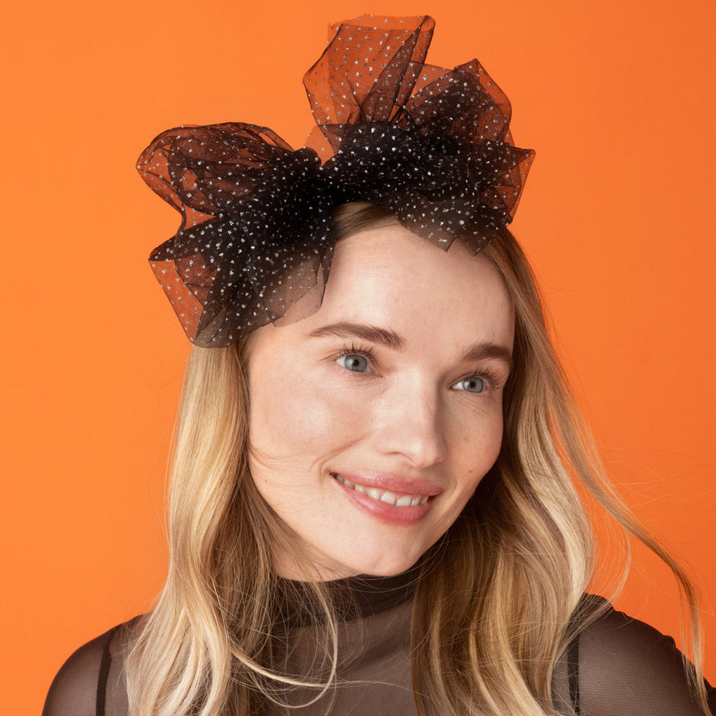 Black Glitter Tulle Headband