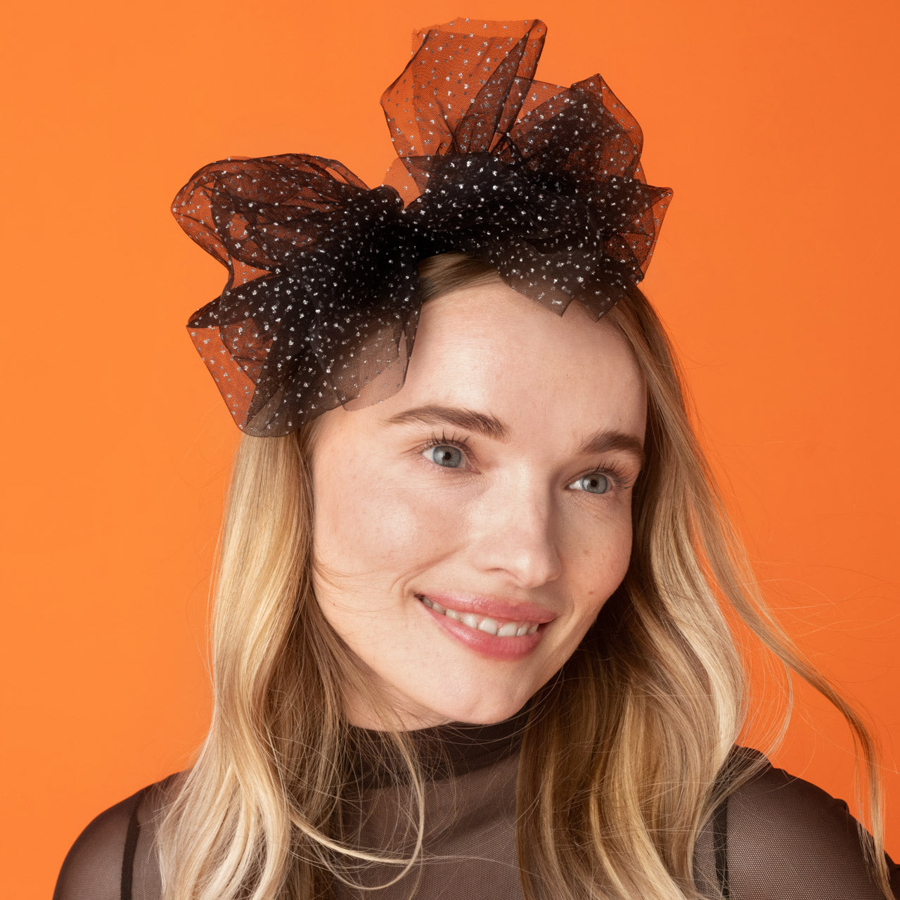 Black Glitter Tulle Headband