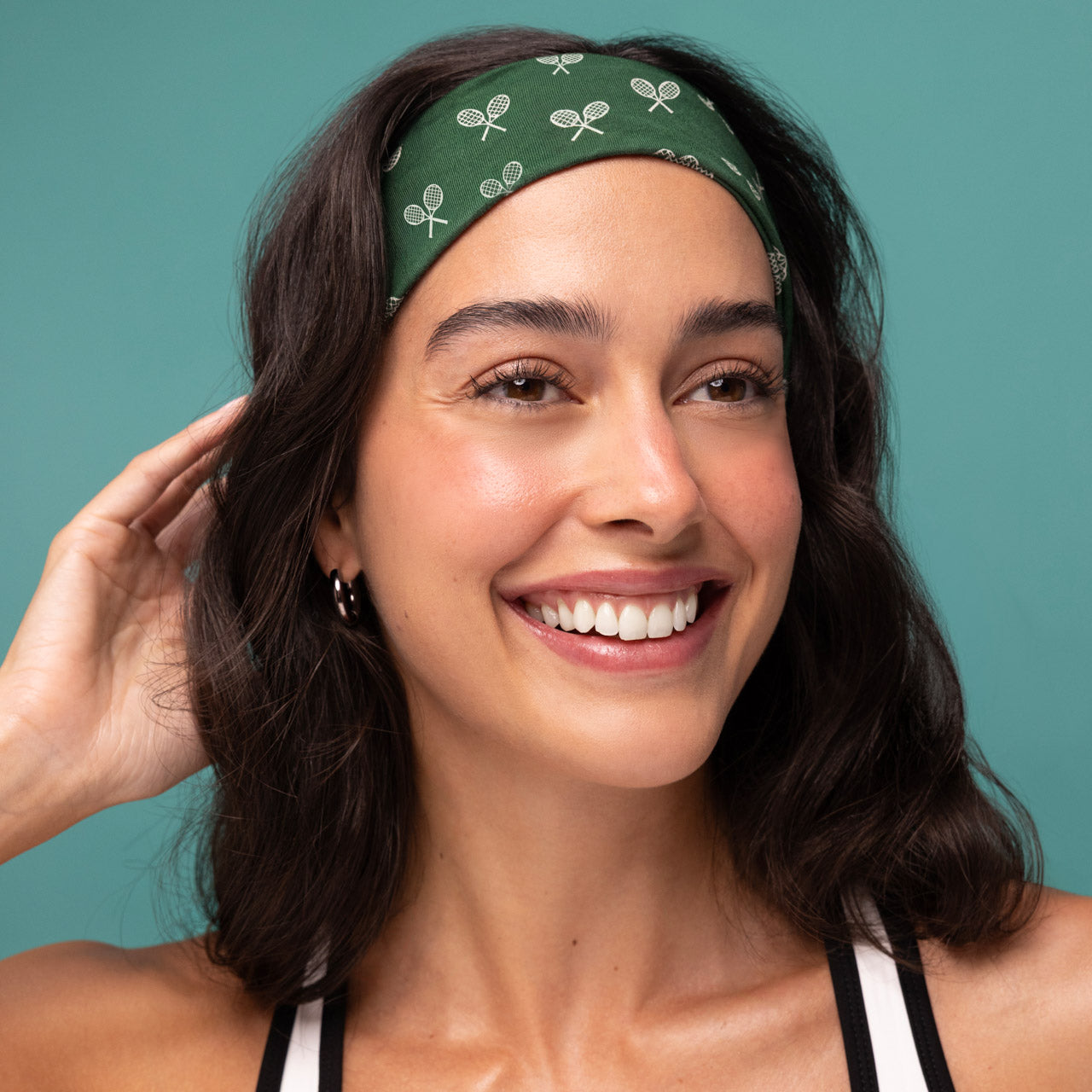 Cream. Court Green & Navy Blue Active Headbands 3pc Set