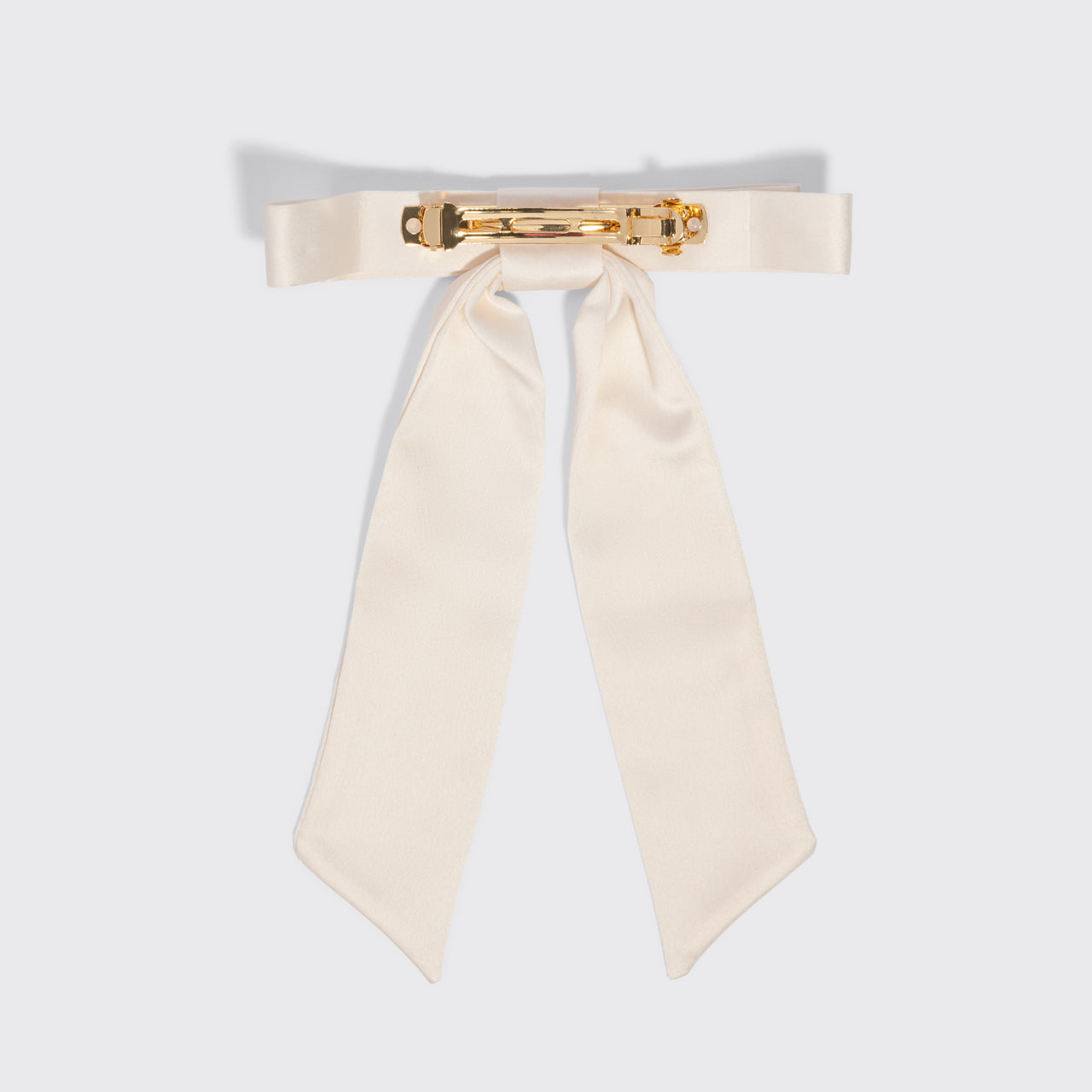 Cream Satin Bow Hair Clip