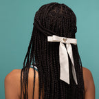Cream Satin Bow Hair Clip
