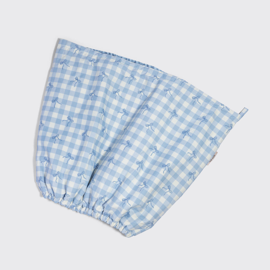 Gingham Blue Satin Lined Flexi Shower Cap