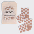 Terracotta Checker Moisturizing Heel Socks - Large
