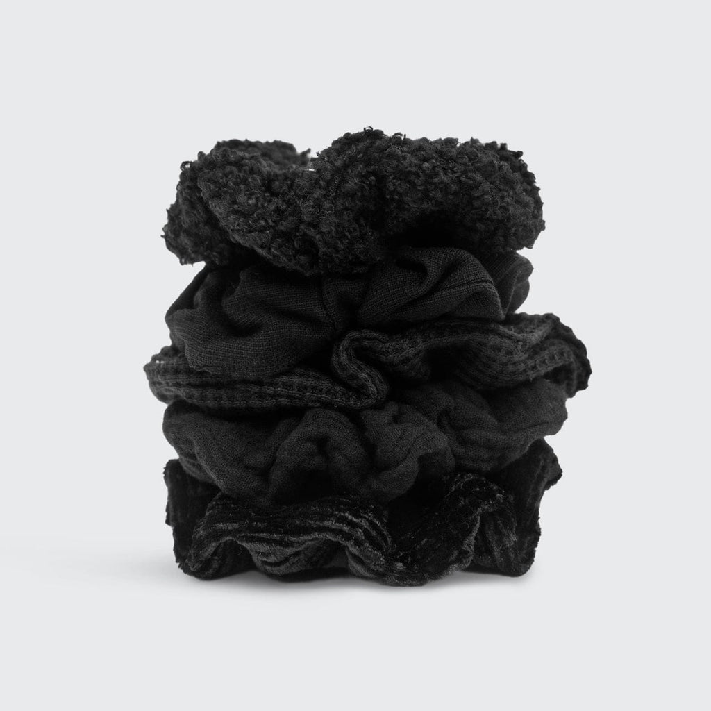 Assorted Textured Scrunchies in Black