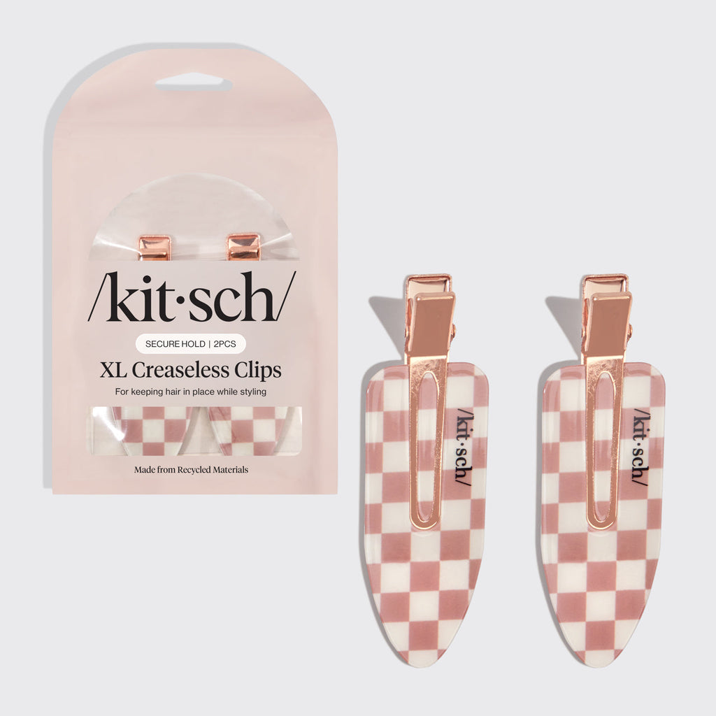 XL Terracotta Checker Creaseless Clips 2pc Set