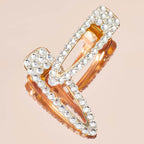 Metal Rhinestone Large Open Shape Hair Clip - Gold