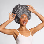 Charcoal Oversized Satin Bonnet