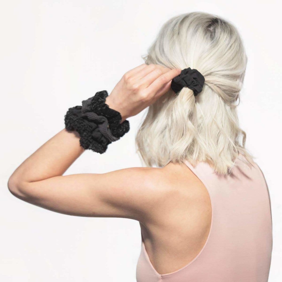 Assorted Textured Scrunchies in Black