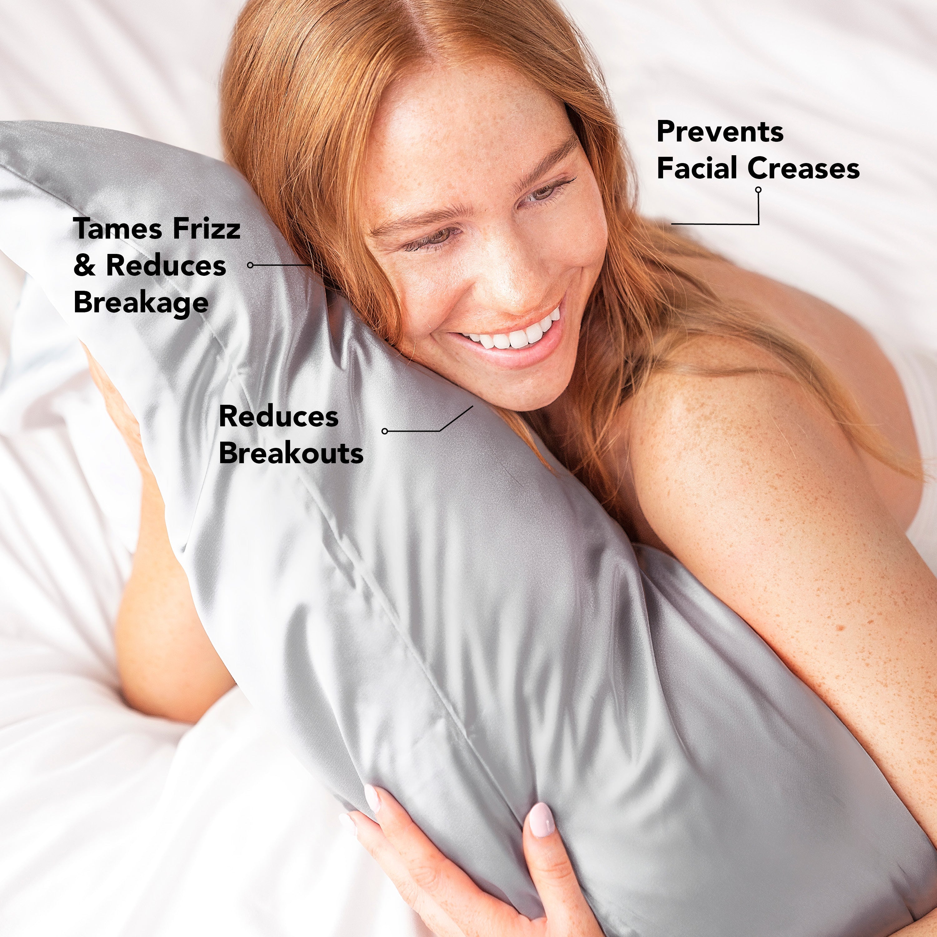 Satin Pillowcase in Silver 4 Pack